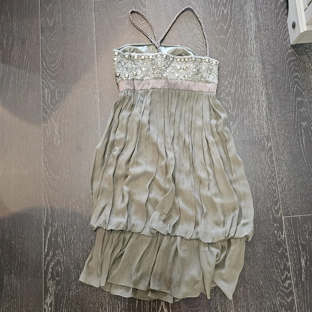 Mac Duggal beaded ruffle silk padded mini dress - Picture 5 of 11